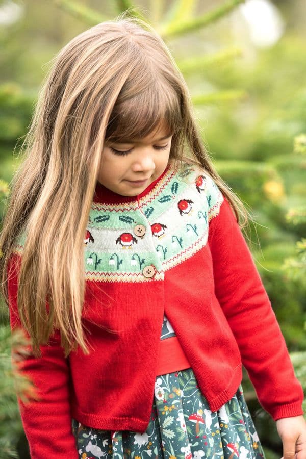 Frugi True Red Kenna Fairisle Cardi