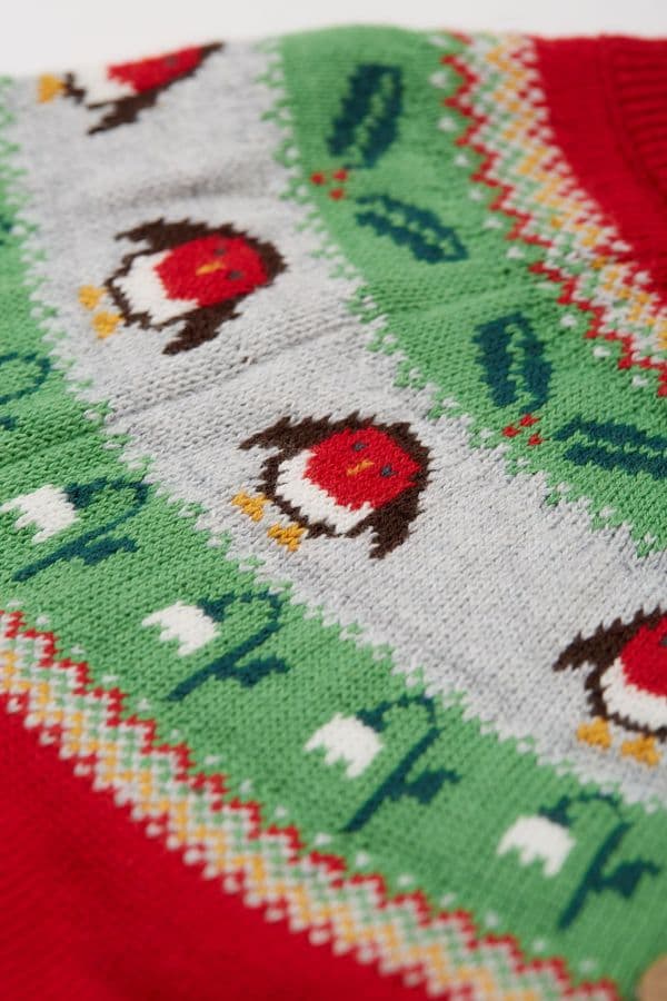 Frugi True Red Kenna Fairisle Cardi