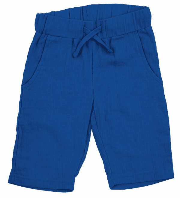 Maxomorra Blue Muslin Knee Shorts SS25