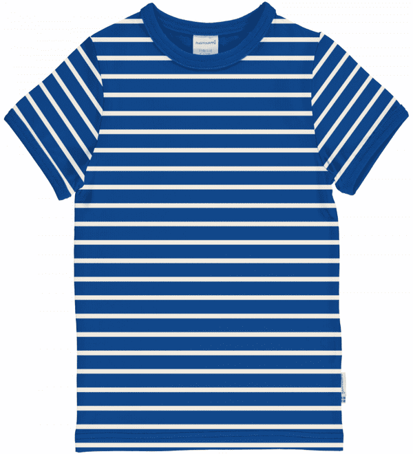 Maxomorra Blue Stripe Short Sleeve Top SS26