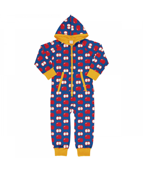Maxomorra Farm Apple Lined Hooded Onesie
