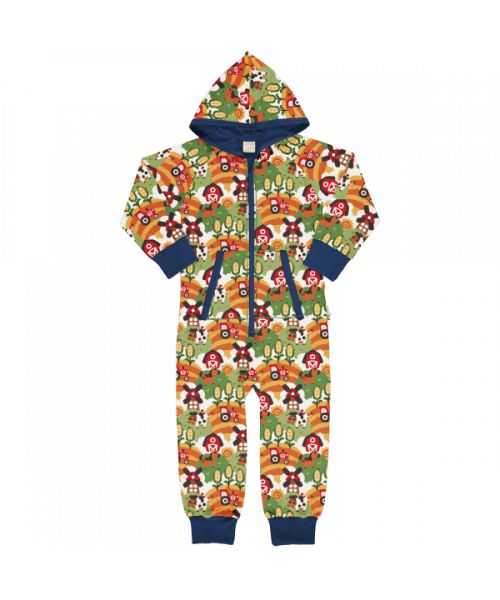 Maxomorra Farm Life Lined Hooded Onesie