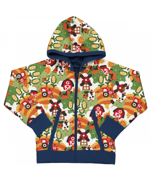 Maxomorra Farm Life Reversible Hooded Cardigan