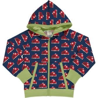 Maxomorra Fire Truck Hooded Cardigan Sweat