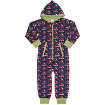 Maxomorra Fire Truck Hooded Onesie Sweat