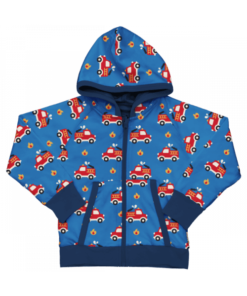 Maxomorra Fire Truck Reversible Hooded Cardigan AW23