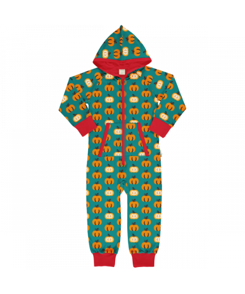 Maxomorra Garden Pumpkin Lined Hooded Onesie