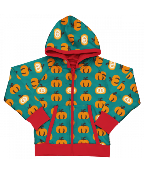 Maxomorra Garden Pumpkin Reversible Hooded Cardigan