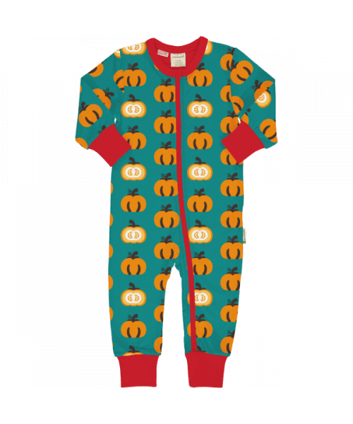 Maxomorra Garden Pumpkin Zip Rompersuit