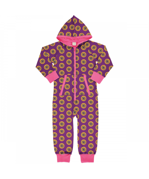 Maxomorra Garden Sunflower Lined Hooded Onesie
