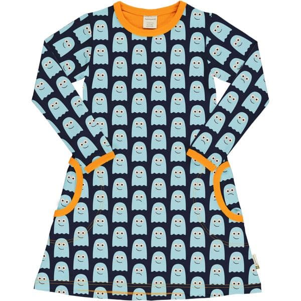 Maxomorra Ghosts Long Sleeve Dress