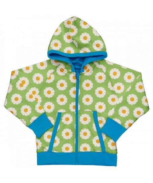 Maxomorra Green Daisy Reversible Hooded Cardigan