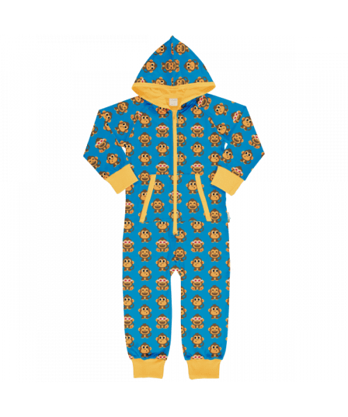 Maxomorra Party Monkey Lined Hooded Onesie