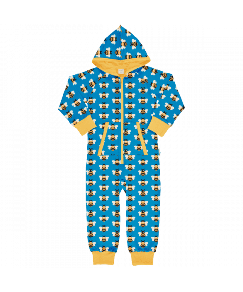 Maxomorra Picnic Bee Lined Hooded Onesie
