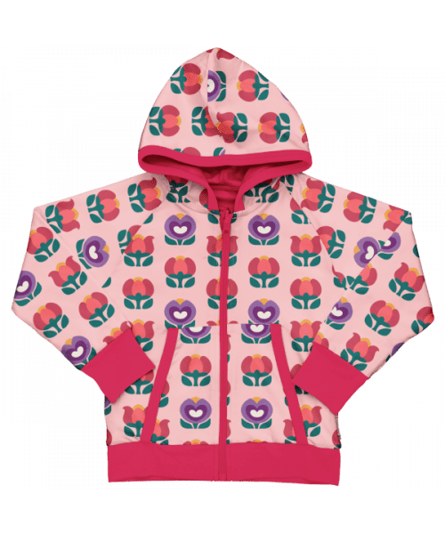 Maxomorra Picnic Tulip Reversible Hooded Cardigan