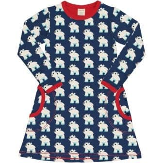 Maxomorra Polar Bear Long Sleeve Dress
