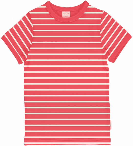 Maxomorra Red Stripe Short Sleeve Top SS26