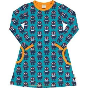 Maxomorra Robots Long Sleeve Dress
