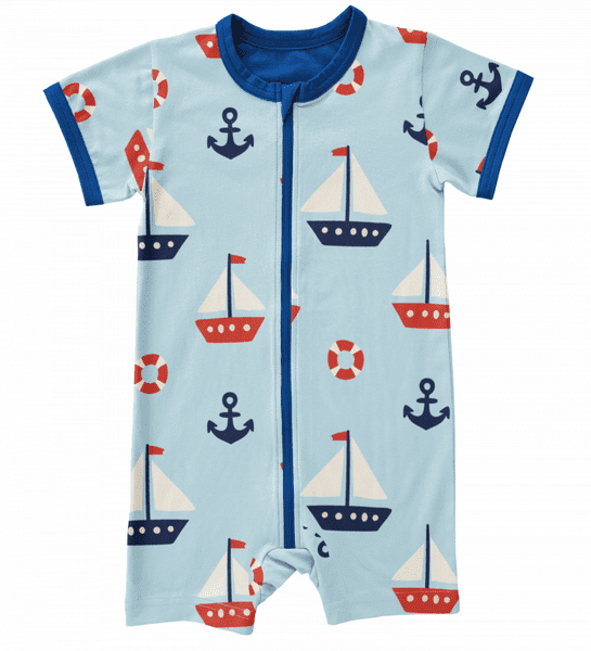 Maxomorra Sailboat Short Zip Rompersuit
