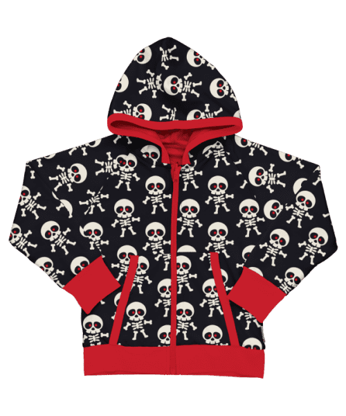 Maxomorra Scary Skeleton Reversible Hooded Cardigan