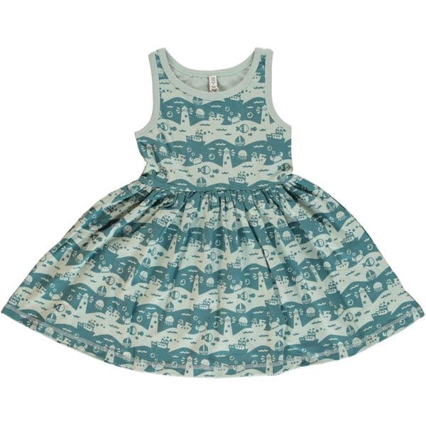 Maxomorra Sleeveless Spin Dress Ocean Landscape