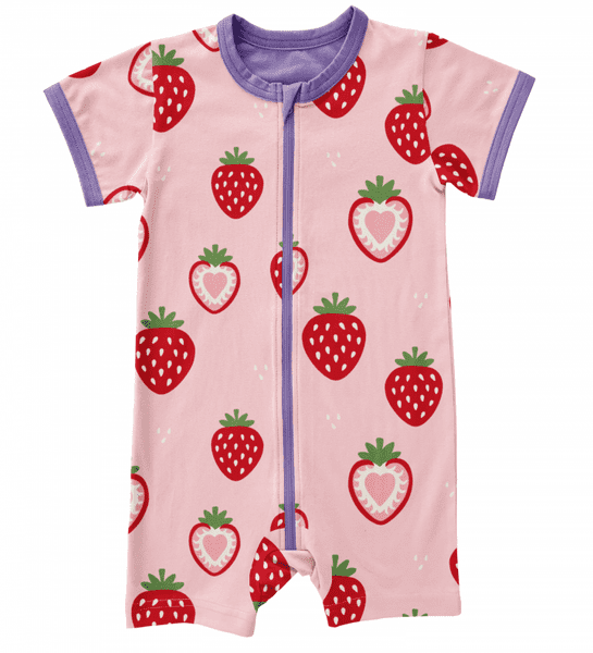 Maxomorra Strawberry Short Zip Rompersuit