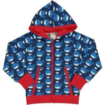 Maxomorra Whale Hooded Cardigan Sweat