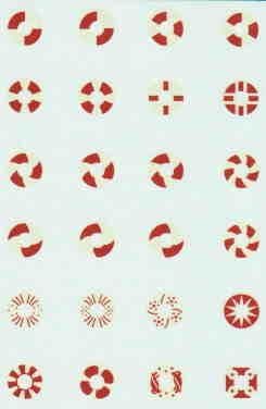 DD04 Round shield. Mix of Viking type designs. 10mm diameter