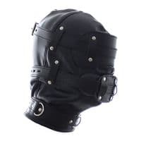 3 Piece Bondage Vegan Leather Hood