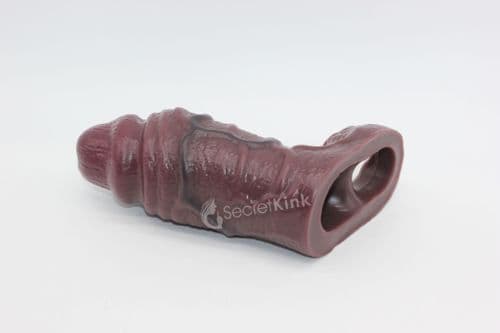 5 inch Realistic Extra Girth Veins Penis Sleeve (Dark Brown)