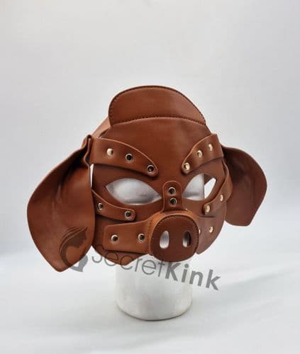 Adjustable One Size Pig Mask Vegan Leather