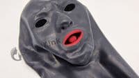 Anatomical Latex Hood with Mouth Gag and Nose Tubes