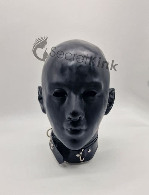 Black Extra Thick Latex Feminine Hood (with Padlock Collar)