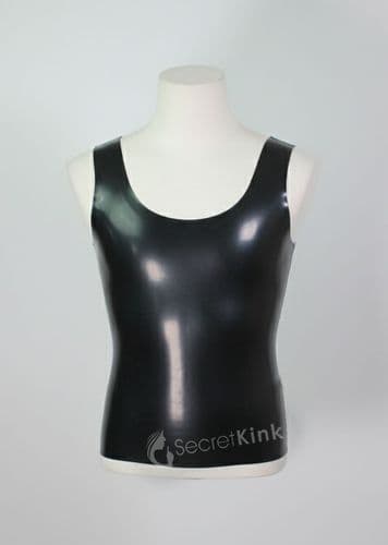 Black Latex Vest Top Moulded Seamless | Tight Fit Tank | Unisex S M L