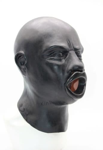 Black Masculine Definition Gag Hood  (Removable Big Rubber Lips)