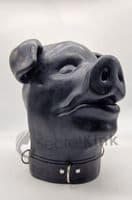 Extra Thick Latex Pig Hood with Padlock Collar