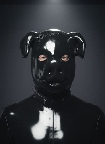 Extra Thick Latex Pig Hood with Padlock Collar