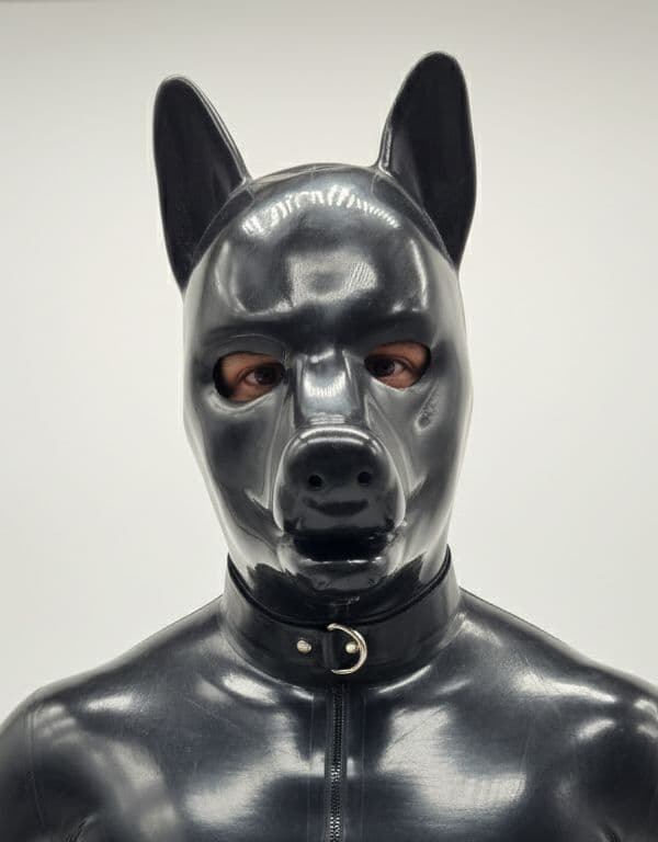 Extra Thick Latex Puppy Hood with Padlock Collar
