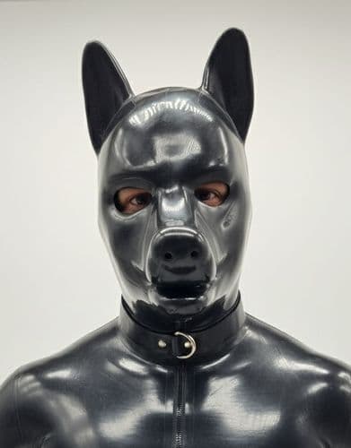 Extra Thick Latex Puppy Hood with Padlock Collar