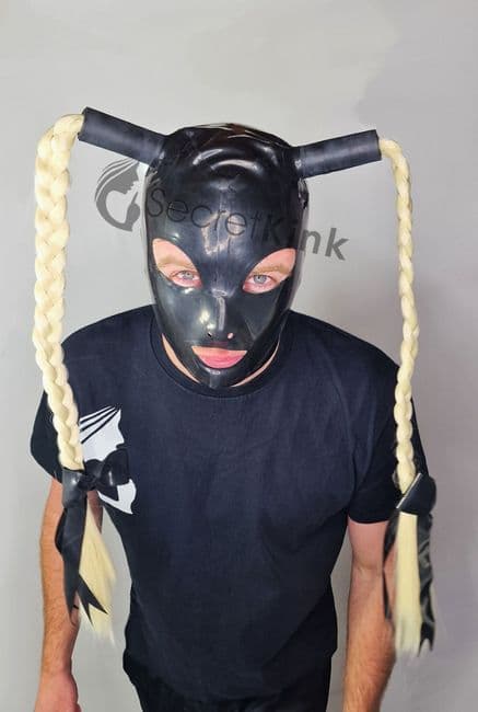 Handmade Latex Hood with Pigtails