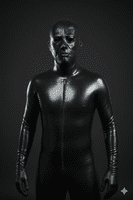 Heavy Male Blank Stare Black Latex Hood