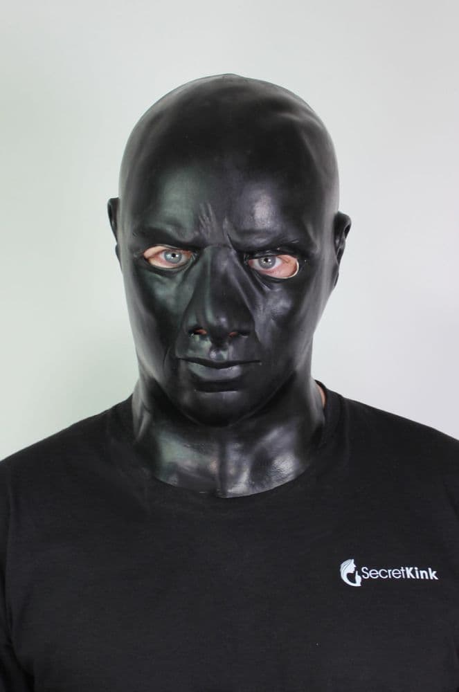 Heavy Rigid Masculine Black Latex Hood