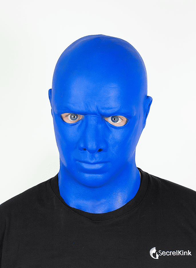 Heavy Rigid Masculine Blue Latex Hood
