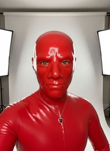 Masculine Moulded Red Latex Hood