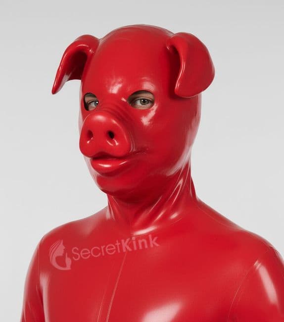 Original Latex Pig Hood - Red