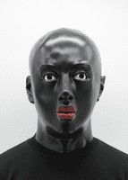 Painted Eyes Black Latex Hood