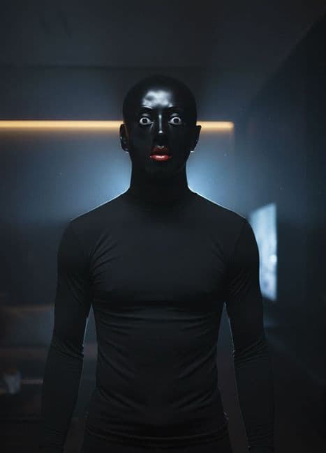 Painted Eyes Black Latex Hood