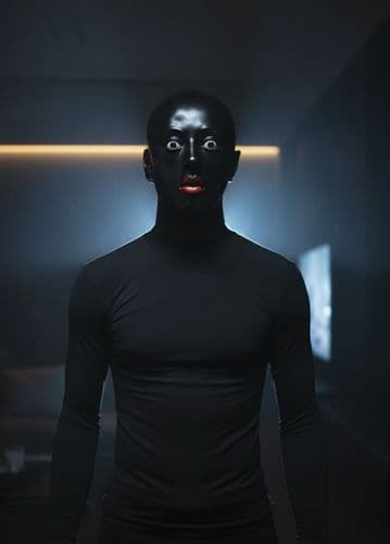 Painted Eyes Black Latex Hood