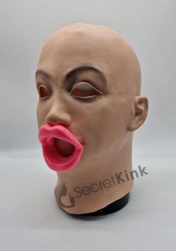 Painted Female Hood Removable Big Rubber Lips (Open Mouth Gag)