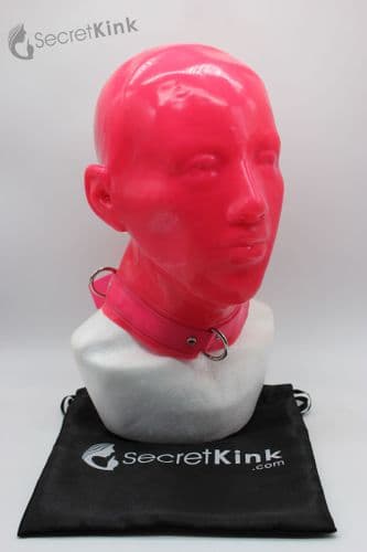 Pink Extra Thick Latex Feminine Hood (with Padlock Collar)